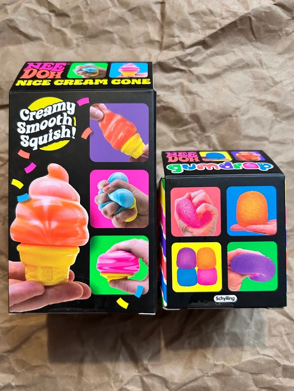 Rare, Authentic, New & Factory Sealed - Orange Gumdrop & Nice Cream Cone NeeDoh